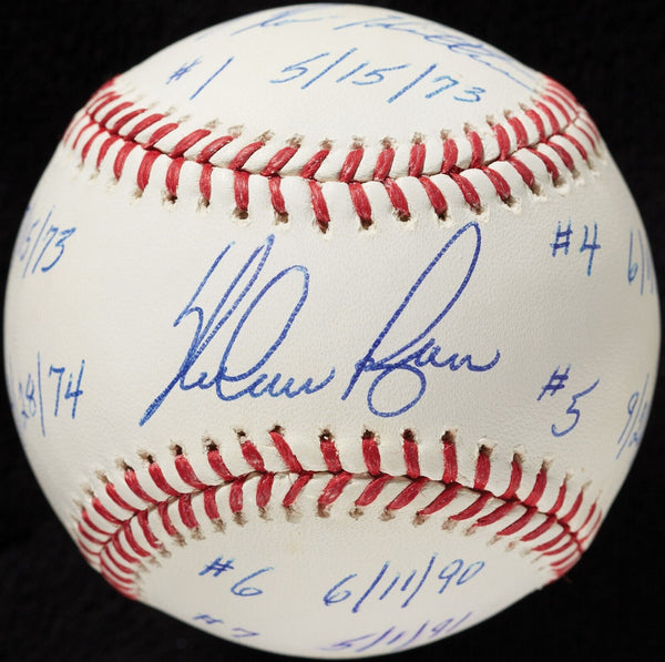 Nolan Ryan 7 No Hitters Dates Signed Stat Baseball MLB Authentic Fanatics