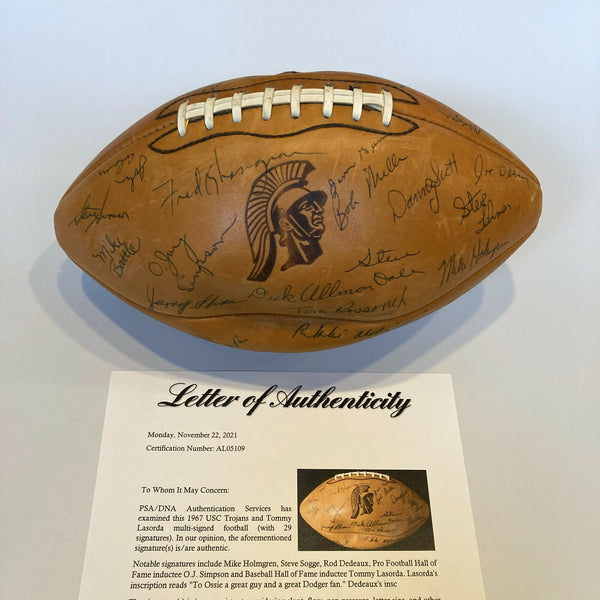 1967 USC Trojans NCAA National Champions Team Signed Football PSA DNA COA