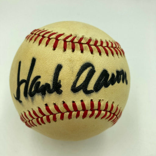 Hank Aaron Signed Vintage National League Feeney Baseball With JSA COA