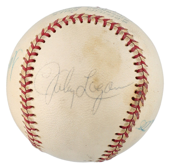 Hank Aaron Eddie Mathews Signed Vintage 1973 American League Cronin Baseball JSA