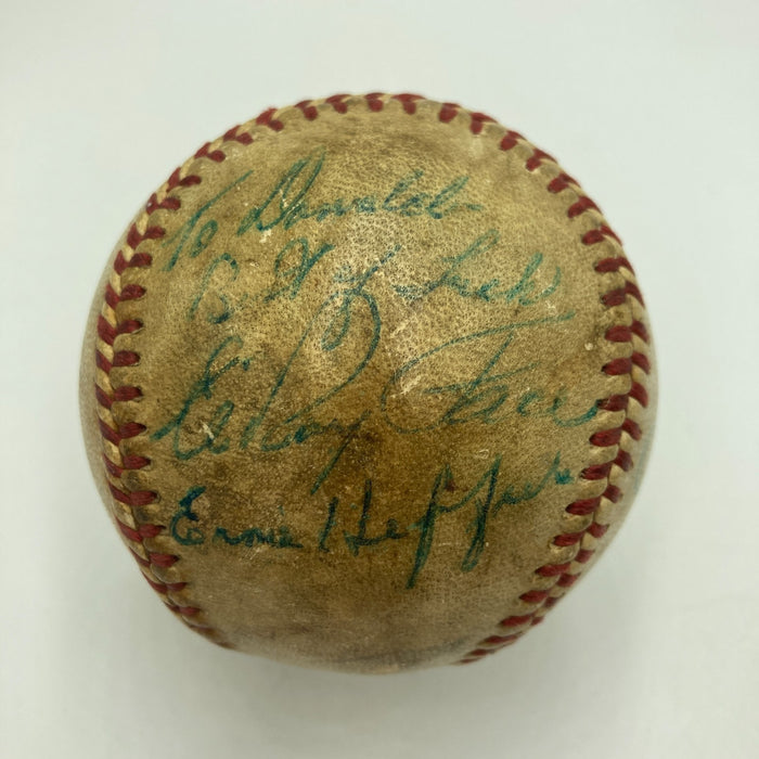 1961 World Series Umpires Signed Game Used Baseball JSA COA Yankees Reds