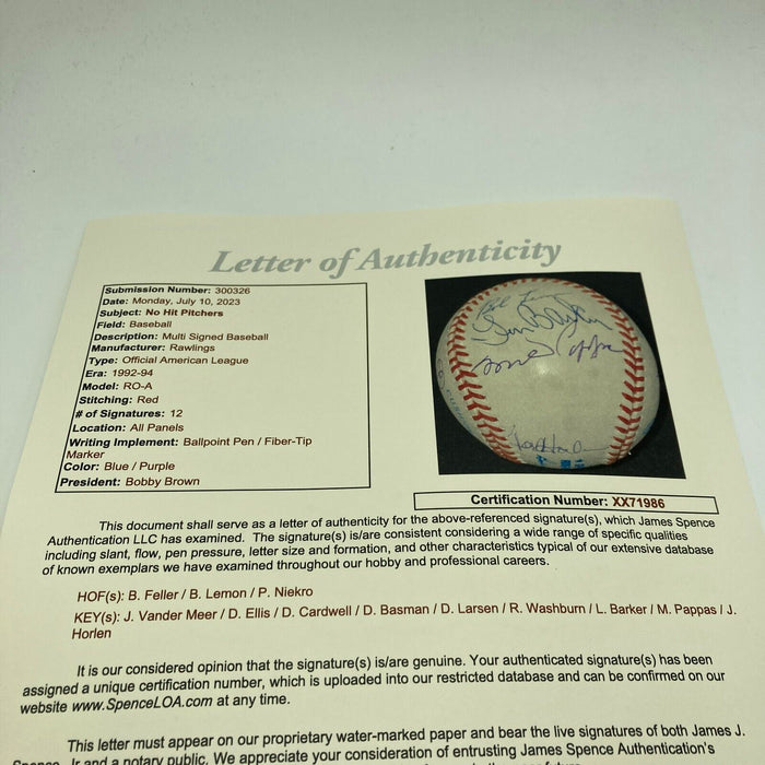 Rare No Hitter Pitchers Multi Signed Baseball 11 Signatures JSA COA