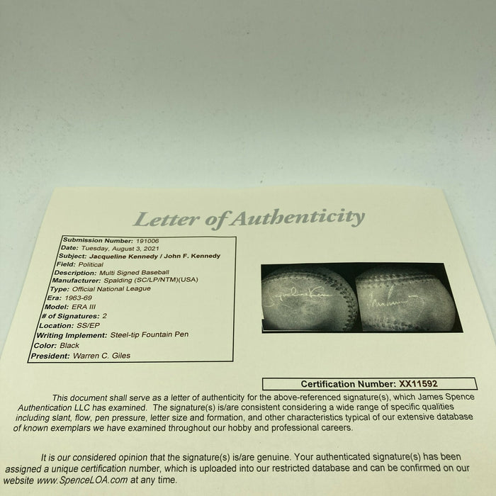 President John F. Kennedy & Jackie Kennedy Signed Baseball JFK PSA DNA & JSA COA