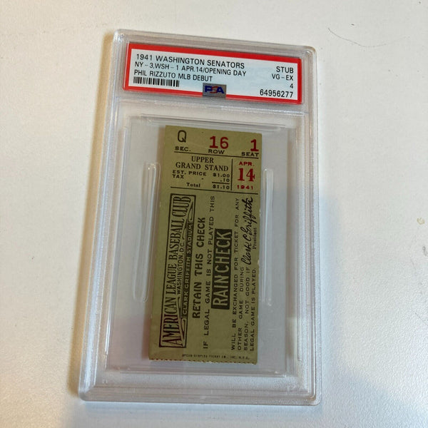 Phil Rizzuto MLB Debut Ticket April 14, 1941 PSA 4 POP 1 Highest One Graded