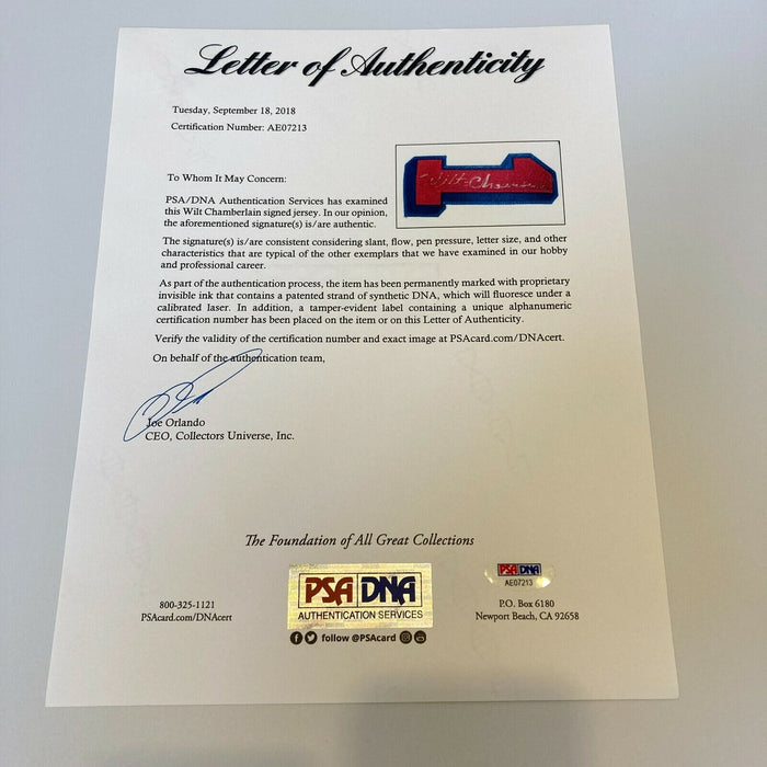 Wilt Chamberlain Signed Authentic Philadelphia 76ers Jersey UDA & PSA DNA COA