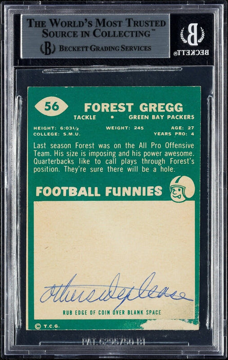 Forrest Gregg Signed 1960 Topps Football RC Rookie #56 BGS Beckett