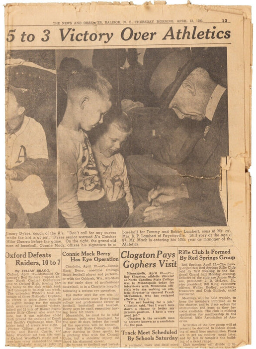 Connie Mack Single Signed Baseball With Photo Of Him Signing It Beckett COA