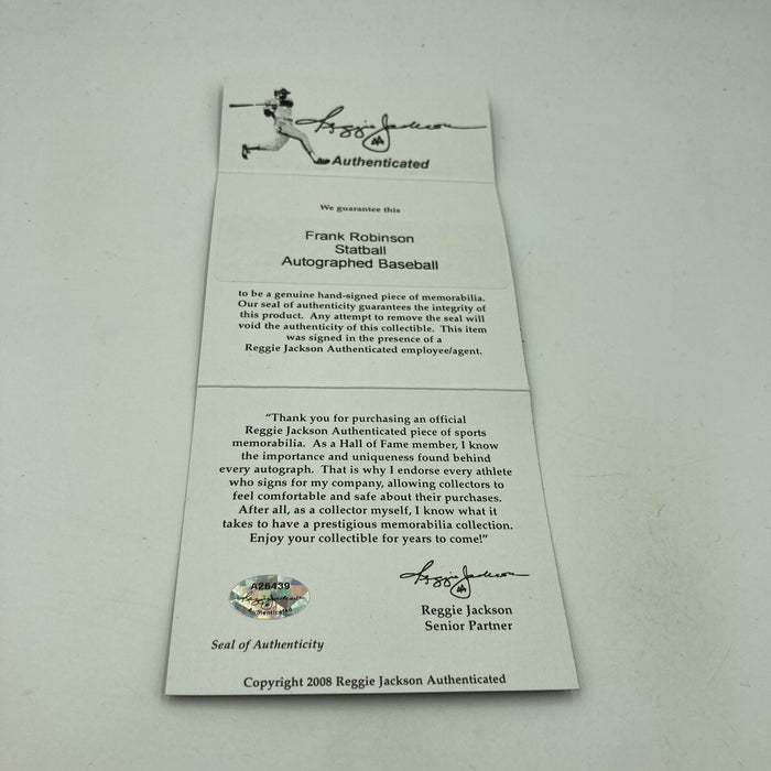 Frank Robinson Signed Heavily Inscribed Career STAT Baseball Reggie Jackson COA