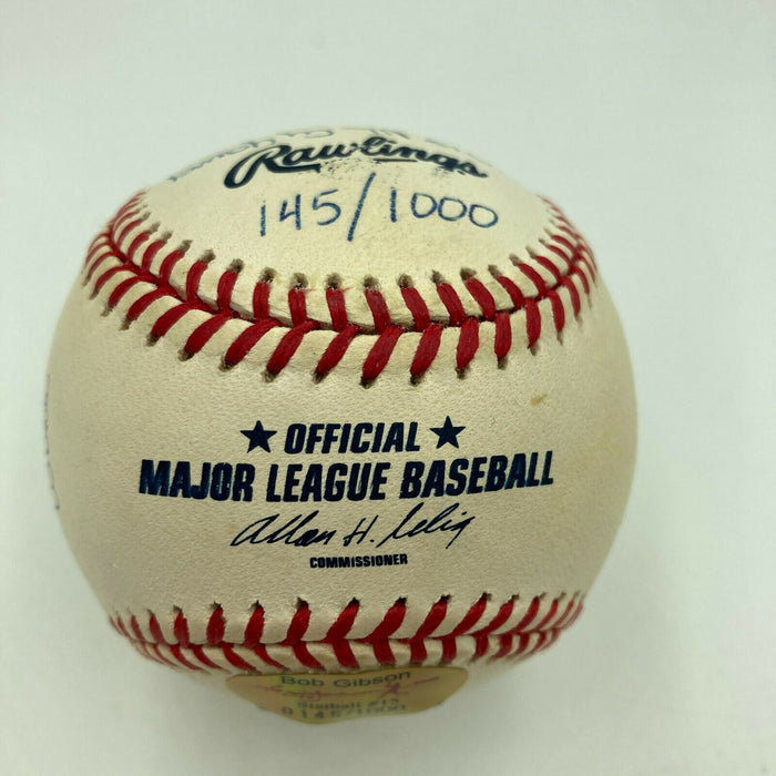 Bob Gibson Signed Heavily Inscribed Career STAT Baseball Reggie Jackson COA