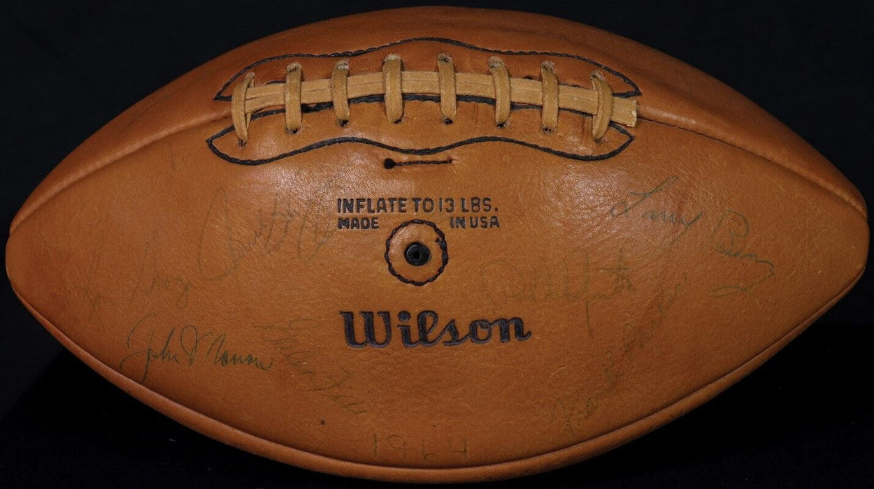 1964 Cleveland Browns Super Bowl Champs Team Signed Football Jim Brown JSA COA