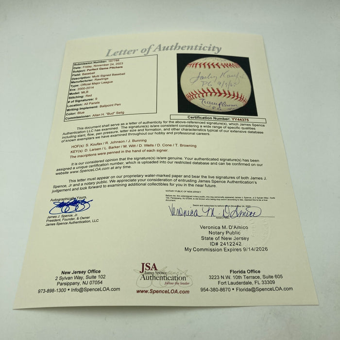 Sandy Koufax Perfect Game Pitchers Signed Baseball With Inscriptions JSA COA