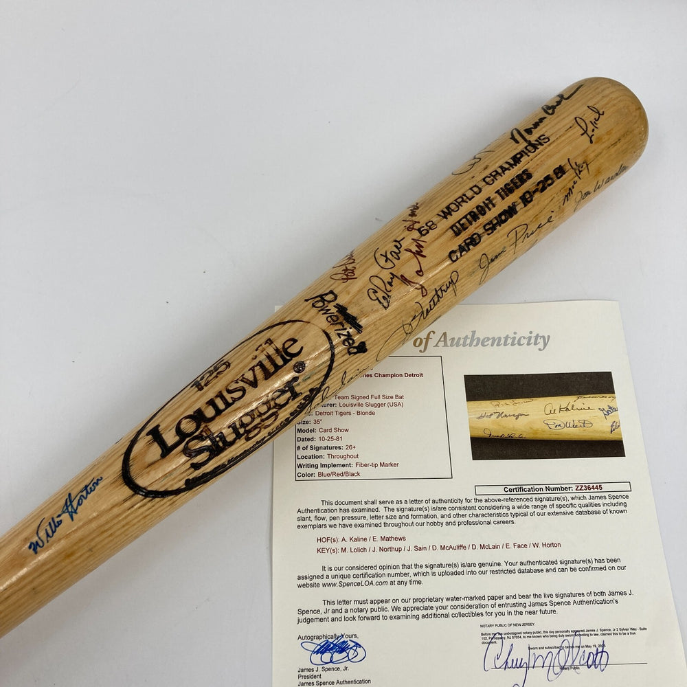1968 Detroit Tigers World Series Champs Team Signed Bat Norm Cash JSA COA