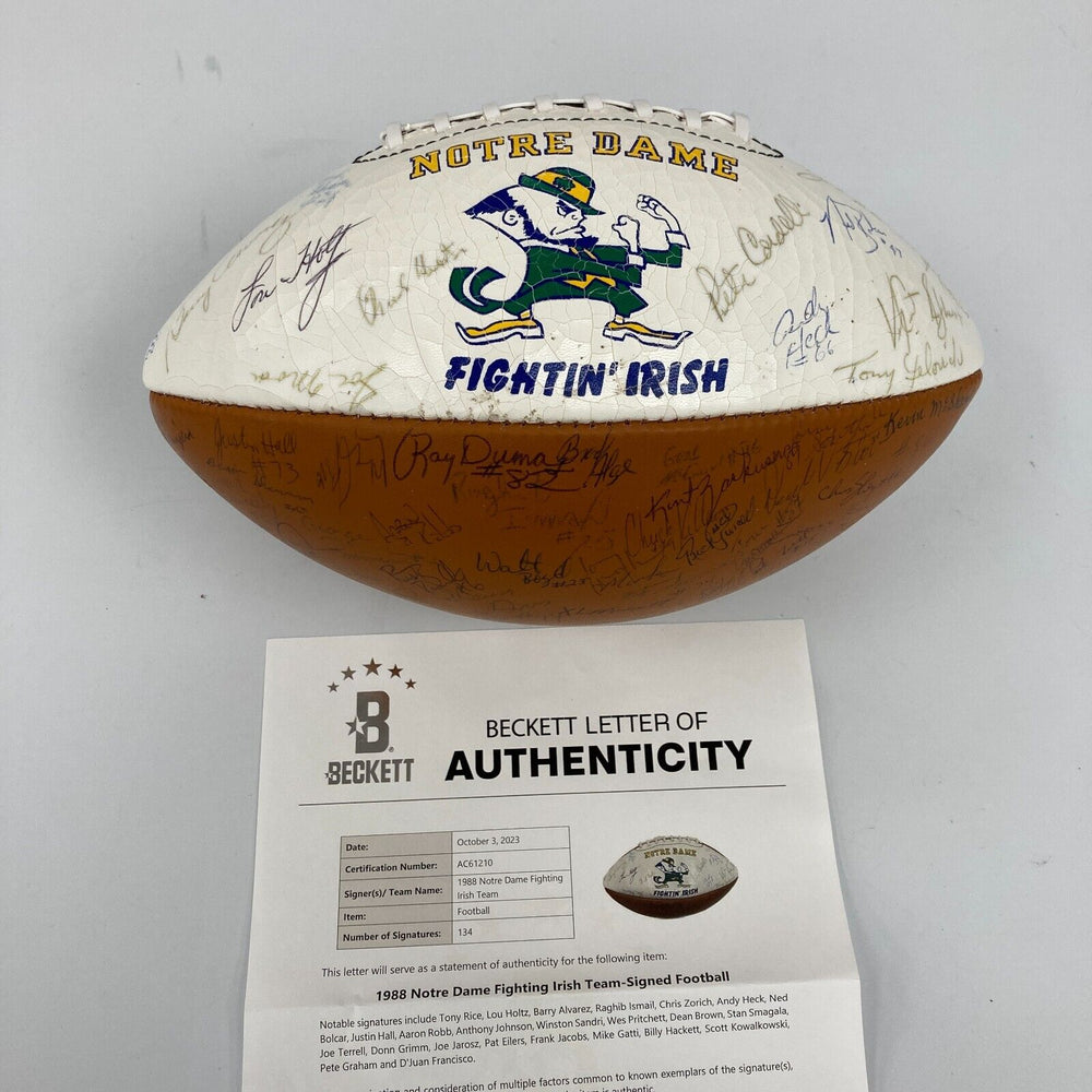 Notre Dame Fighting Irish Multi Signed Football With 134 Signatures! Beckett COA