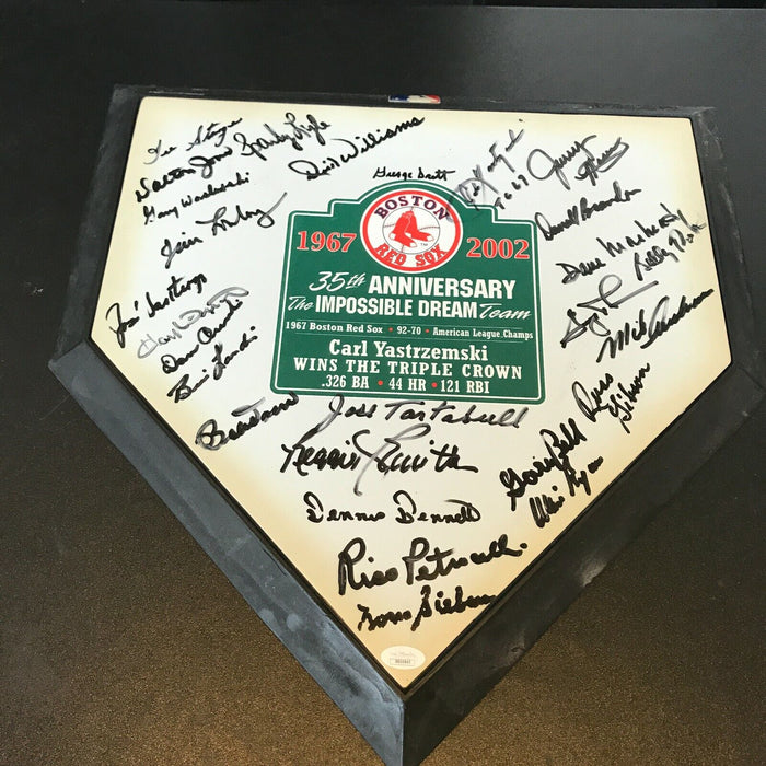 1967 Boston Red Sox AL Champs Team Signed Home Plate Carl Yastrzemski JSA COA