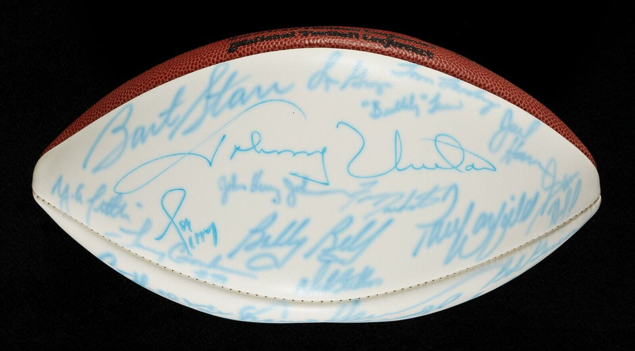 Johnny Unitas Walter Payton Bart Starr HOF Legends Signed Football Beckett COA