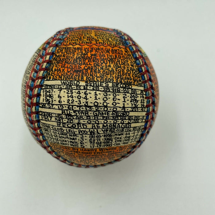 Beautiful Hand Painted George Sosnak Folk Art Baseball Eddie Stanky 1/1 Signed