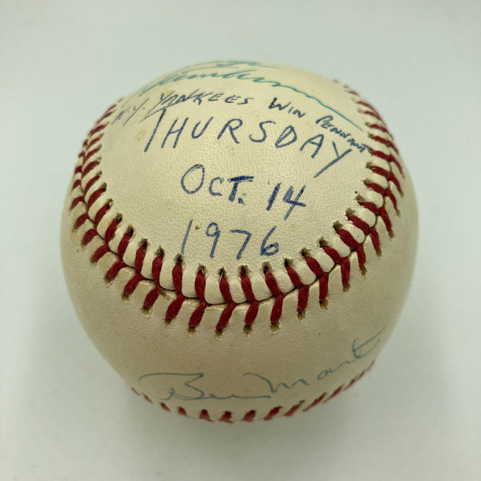 Billy Martin George Steinbrenner Chambliss 1976 ALCS Walk-off HR Signed Baseball
