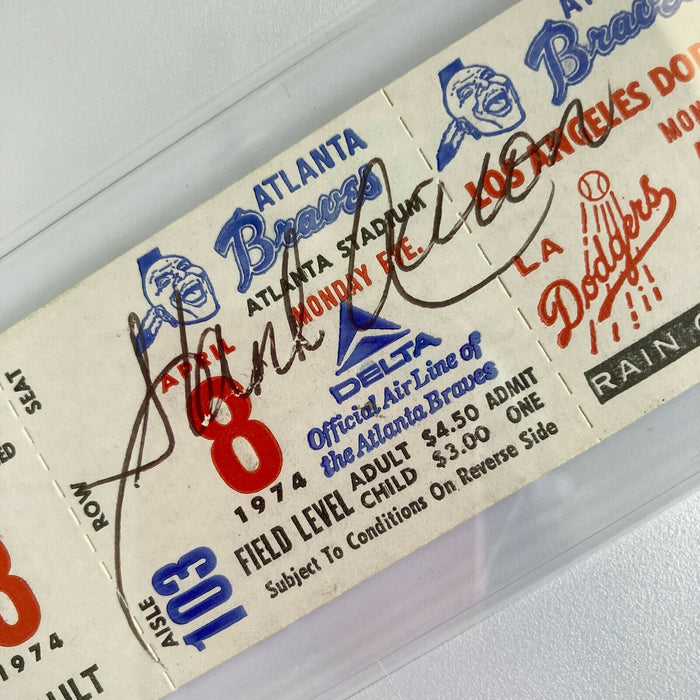 Hank Aaron Signed Original 715th Home Run Full Ticket 4-8-1974 PSA DNA