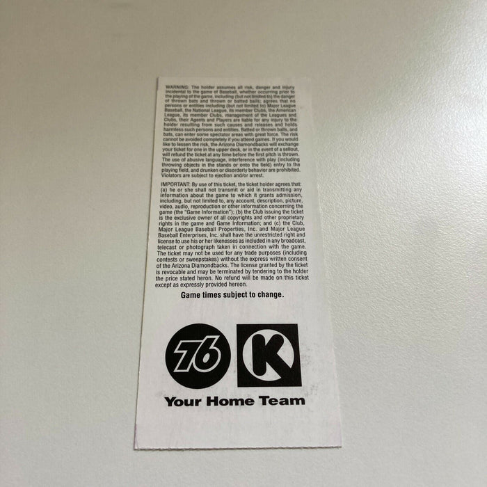 Sean Burroughs Diamondbacks MLB Debut First Game Original Ticket April 2, 2002