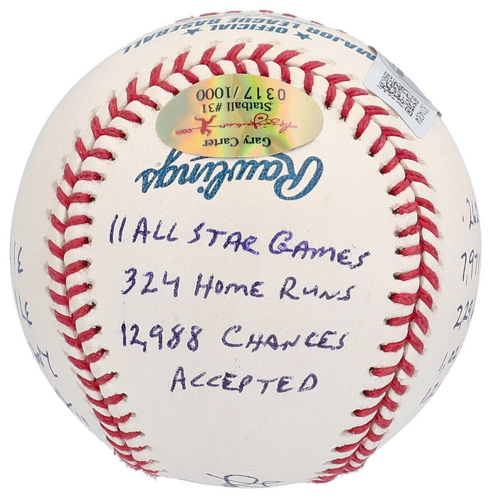 Gary Carter Signed Heavily Inscribed STAT Major League Baseball Beckett & RJ COA
