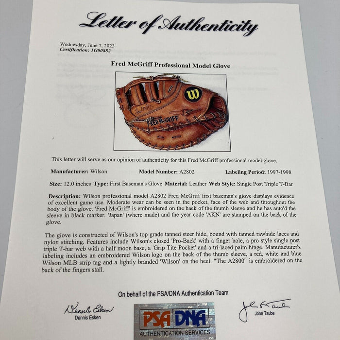 1997 Fred Mcgriff Signed Game Used Wilson Baseball Glove HOF PSA DNA COA