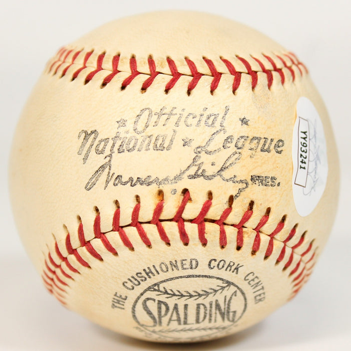 Hank Aaron & Eddie Mathews Signed 1960's National League Giles Baseball JSA COA