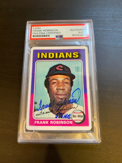 1975 Topps Frank Robinson Signed Porcelain Baseball Card PSA DNA "586 HR's"