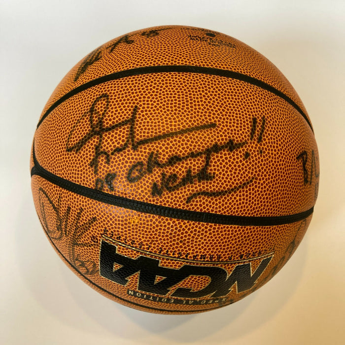 2007-08 NCAA Champions Kansas Jayhawks Team Signed Game Basketball PSA DNA COA