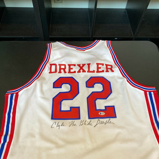 Clyde Drexler Signed Authentic 1983 High School Houston Cougars Jersey Beckett