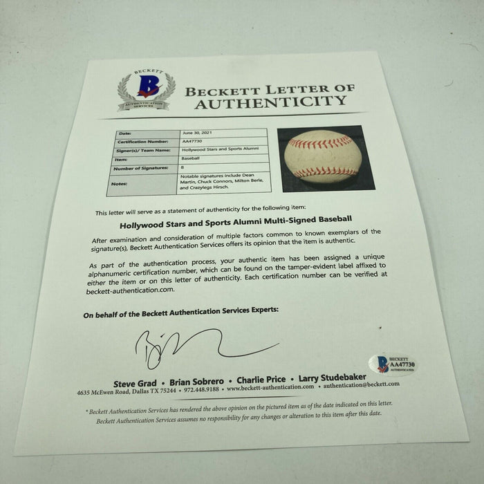 Milton Berle Dean Martin 1950's Hollywood Movie Stars Signed Baseball Beckett
