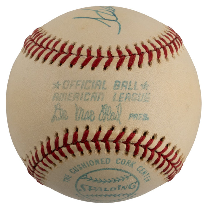 Beautiful Hank Aaron Signed 1974 American League Macphail Baseball JSA COA