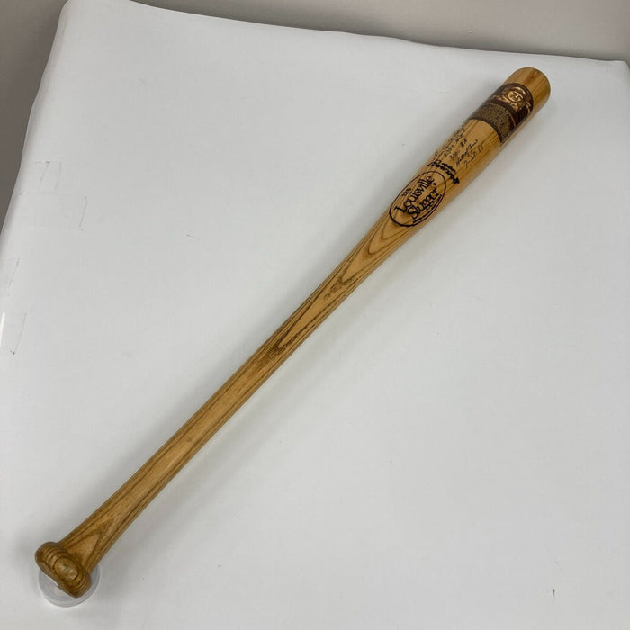 Enos Slaughter Signed Heavily Inscribed STAT Baseball Bat JSA
