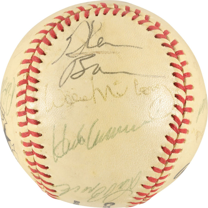 Joe Dimaggio Hank Aaron Hall Of Fame Multi Signed Baseball JSA COA