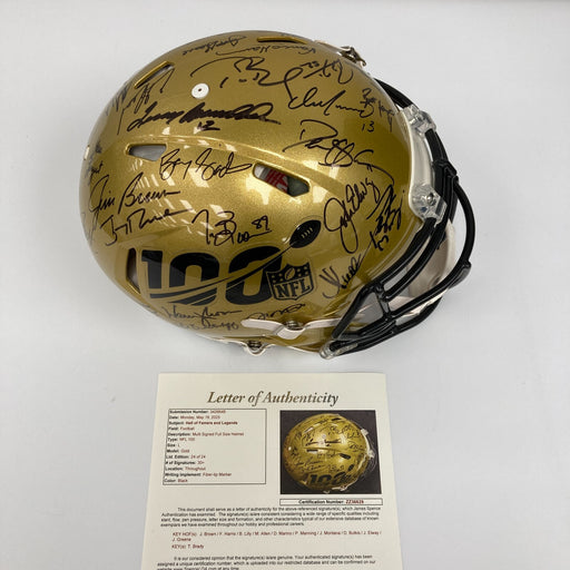 Tom Brady Peyton Manning Joe Montana NFL Hall Of Fame Signed Helmet 36 Sigs JSA