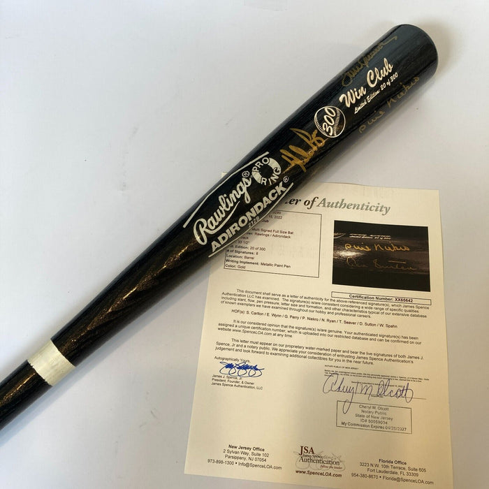 300 Win Club Signed Commemorative Bat Nolan Ryan Tom Seaver 8 Sigs With JSA COA