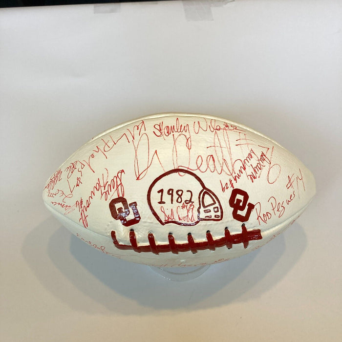 1982 Oklahoma Sooners Team Signed Football 45+ Signatures NCAA