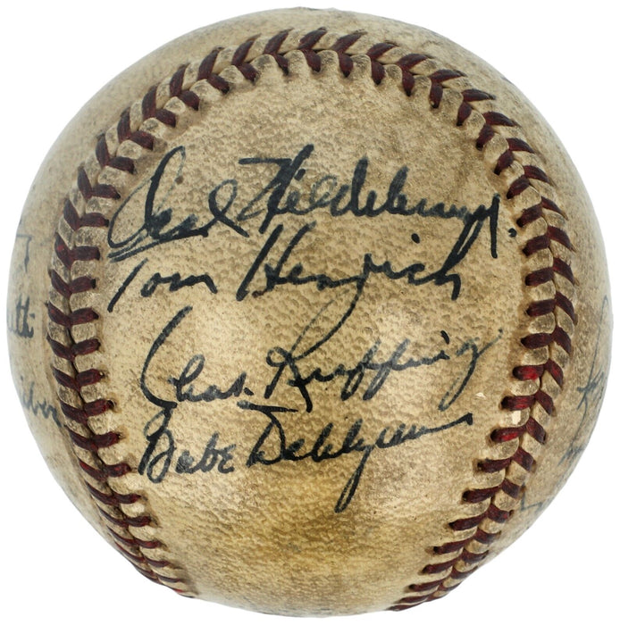 1939 New York Yankees World Series Champs Team Signed Baseball Beckett COA