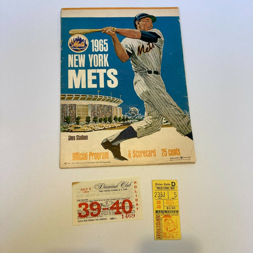 1965 New York Mets Signed Vintage Program With Ticket & Diamond Club Pass