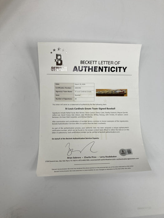 Beautiful St. Louis Cardinals Legends Signed Baseball Bat 88 Sigs! Beckett COA