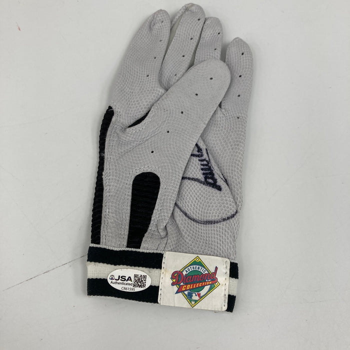Larry Walker Twice Signed Game Issued 1990's Franklin Batting Gloves JSA COA