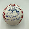 John Sterling Signed Heavily Inscribed STAT Baseball JSA COA RARE!
