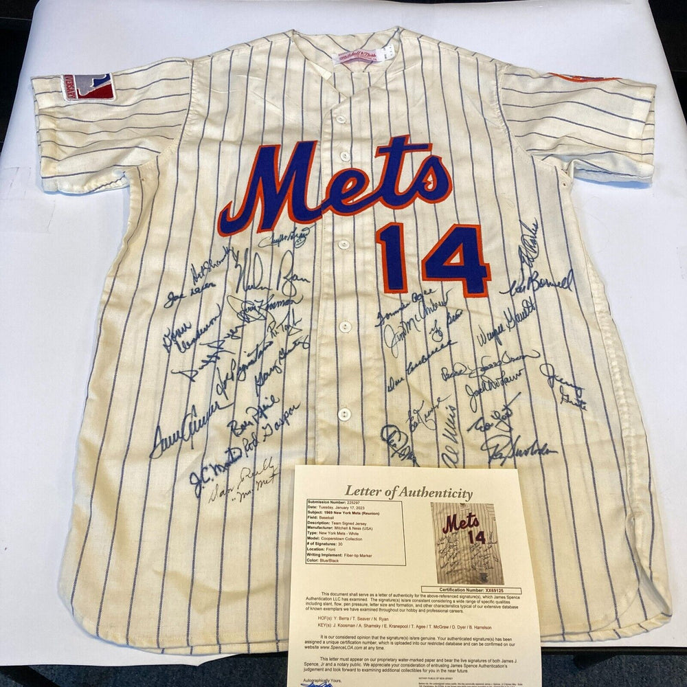 Beautiful 1969 New York Mets World Series Champs Team Signed Jersey JSA COA