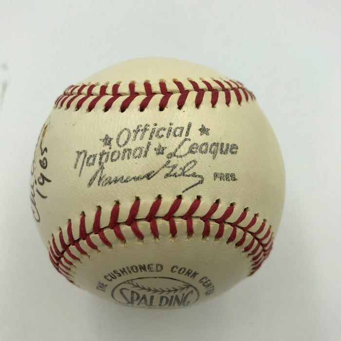 Stunning Ernie Bank 1965 Playing Days Signed National League Baseball PSA DNA