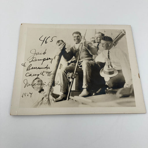 Vintage 1924 Jack Dempsey Signed Autographed Original 8x10 Fishing Photo