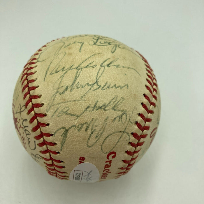 Hank Aaron Ernie Banks 1980's Cracker Jack Old Timers Game Signed Baseball JSA