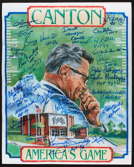 NFL Hall Of Fame Multi Signed "Canton America's Game" Poster 28 Sigs Beckett COA