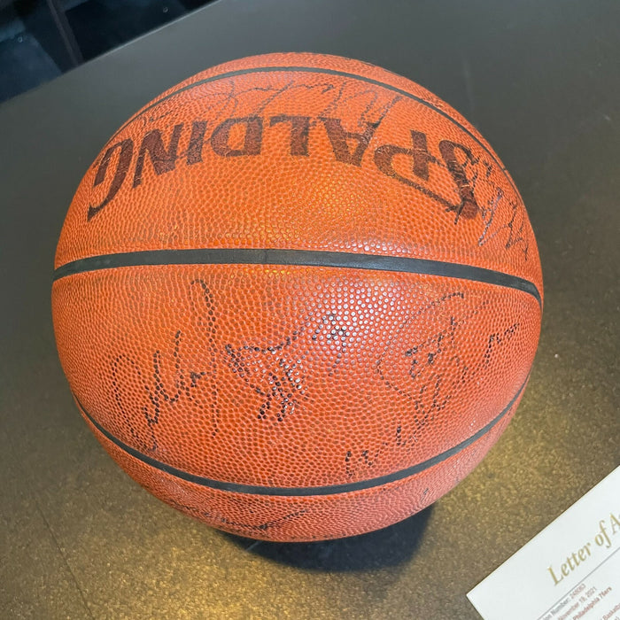 1996-97 Philadelphia 76ers Signed Game Used Basketball Allen Iverson Rookie JSA