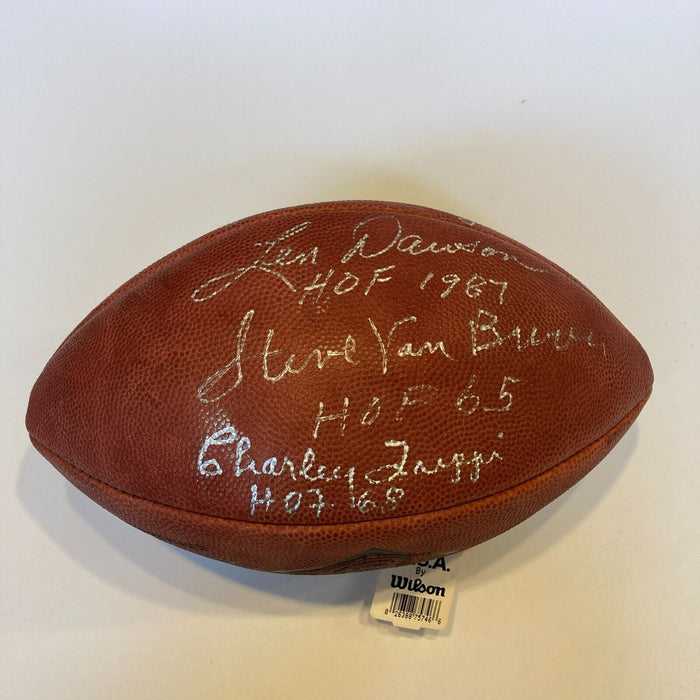 Johnny Unitas HOF 1979 Len Dawson HOF 1987 Multi Signed NFL Football JSA COA