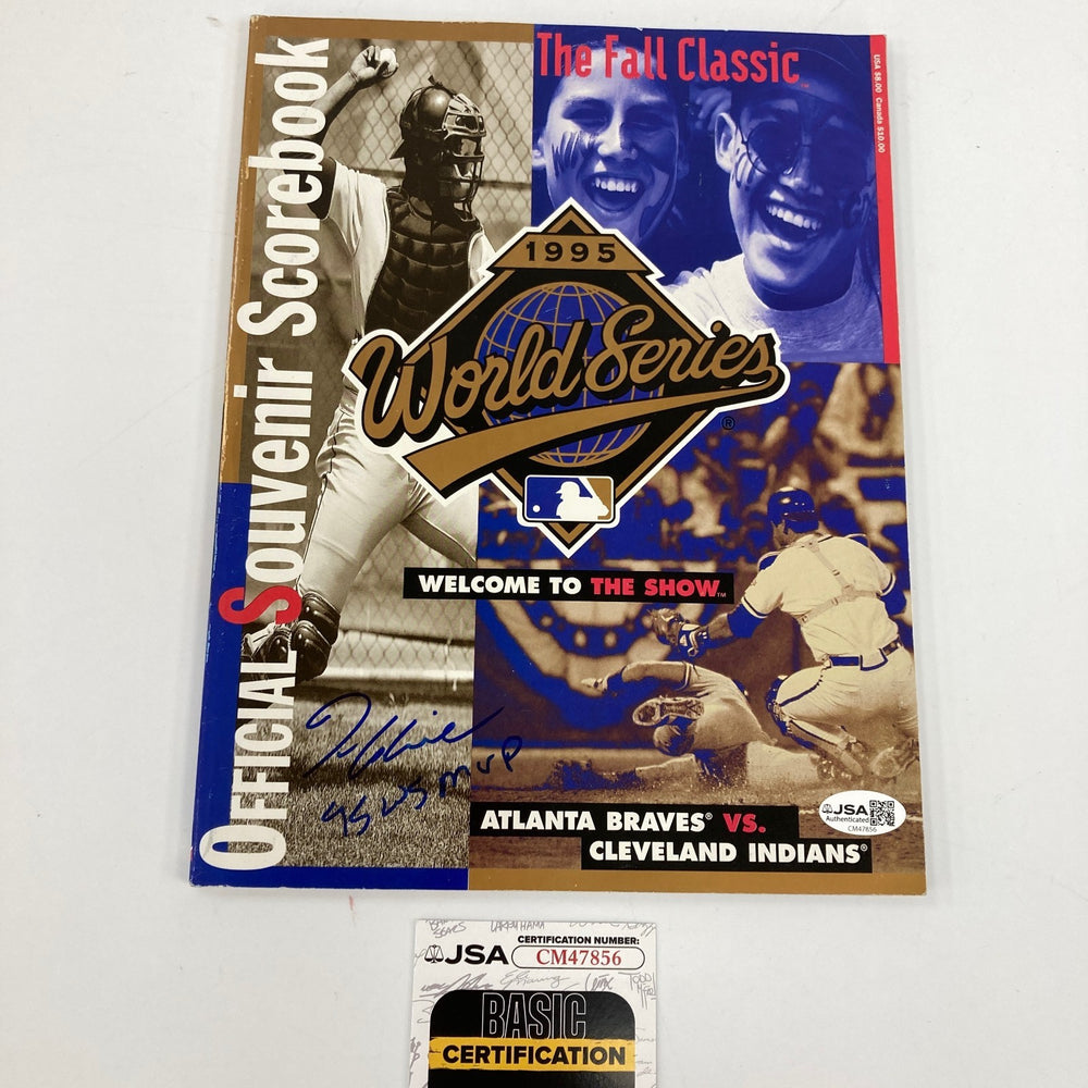 Tom Glaive "1995 W.S. MVP" Signed World Series Scorebook Program JSA COA
