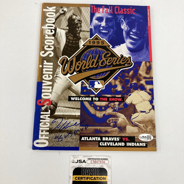 Tom Glaive "1995 W.S. MVP" Signed World Series Scorebook Program JSA COA